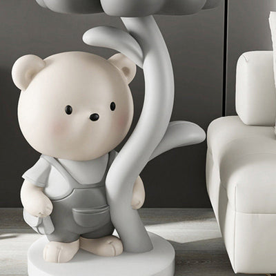 Table d'appoint moderne Art Déco ronde avec lapin, éléphant et ours en résine de fibre de verre 1 plateau pour salon 