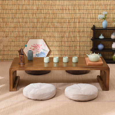 Traditional Chinese Rectangular Solid Wood Side Table 1-Tier For Living Room