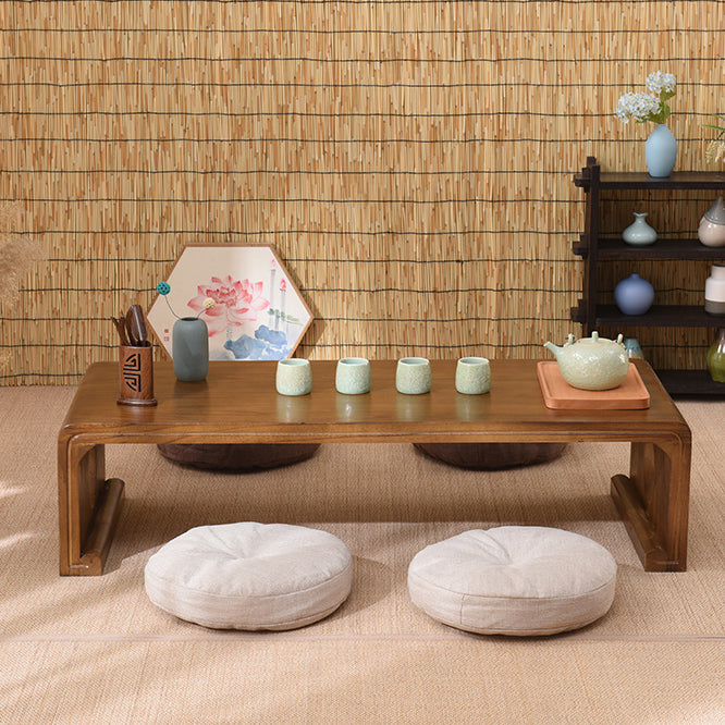 Traditional Chinese Rectangular Solid Wood Side Table 1-Tier For Living Room
