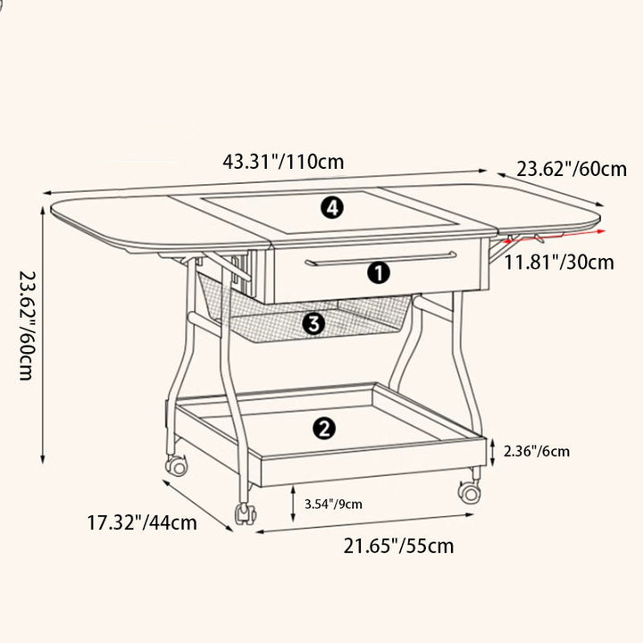 Table basse contemporaine rétro rectangulaire en bois, verre et métal avec 3 rangements pour salon 