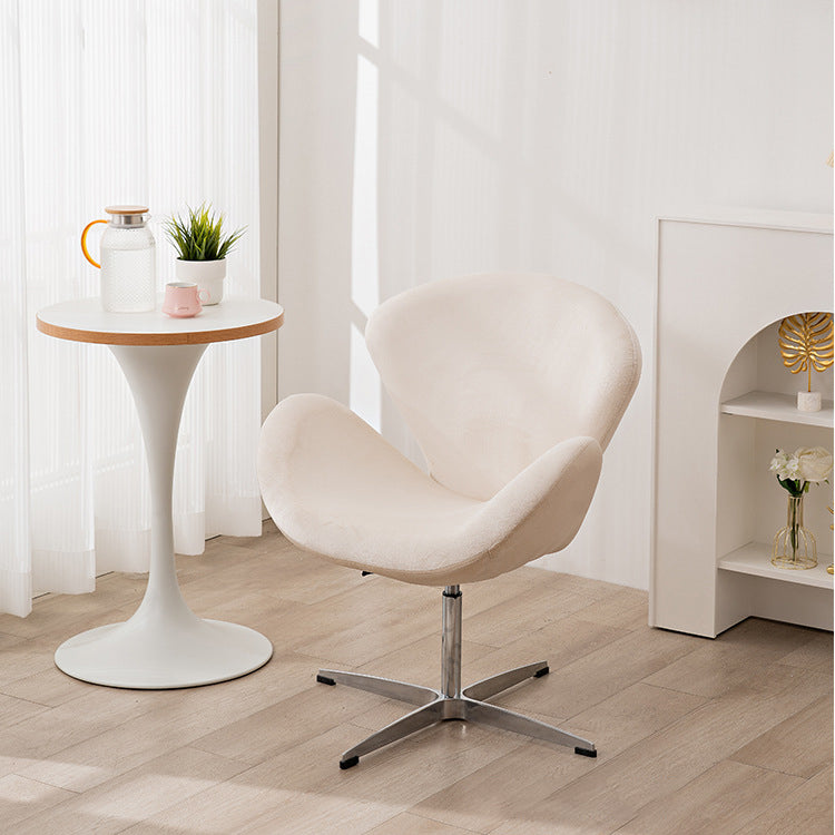 Contemporary Scandinavian Faux Velvet Aluminum Alloy High Density Sponge Vanity Stool Height-Adjustable Swivel Backrest For Bedroom