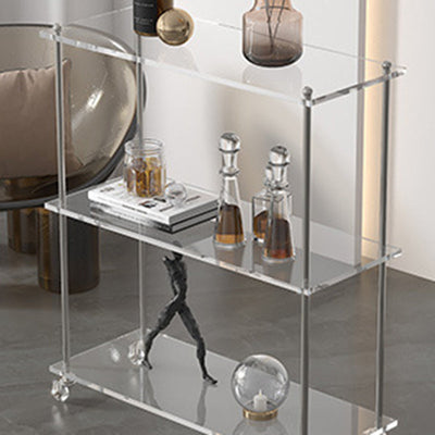 Table d'appoint rectangulaire contemporaine en acier acrylique à 2/3 niveaux pour salon 