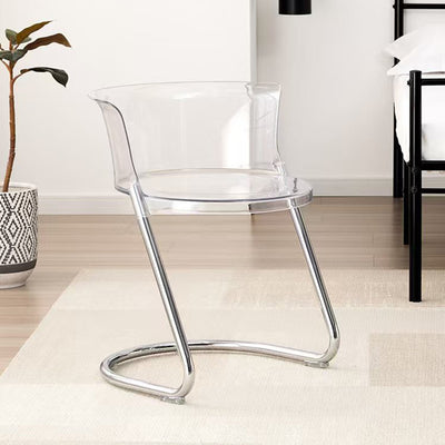 Modern Minimalist Curved PC Iron Dining Chair Backrest Armless For Dining Room