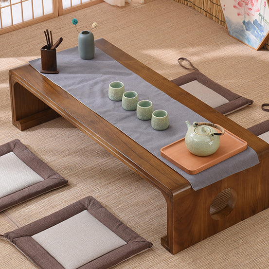 Traditional Chinese Rectangular Solid Wood Side Table 1-Tier For Living Room