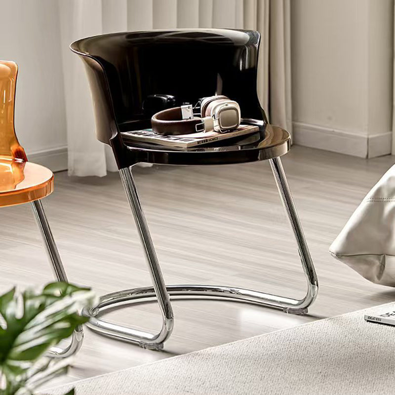 Modern Minimalist Curved PC Iron Dining Chair Backrest Armless For Dining Room
