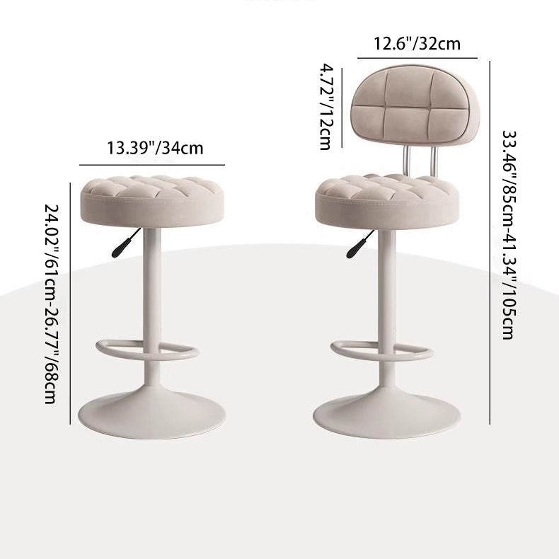 Contemporary Scandinavian Round Steel PU Leather Height Adjustable Bar Stool For Kitchen