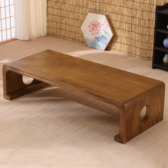 Traditional Chinese Rectangular Solid Wood Side Table 1-Tier For Living Room
