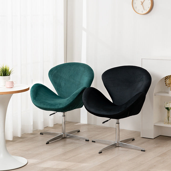 Contemporary Scandinavian Faux Velvet Aluminum Alloy High Density Sponge Vanity Stool Height-Adjustable Swivel Backrest For Bedroom