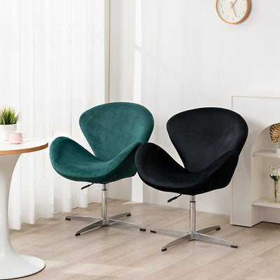Contemporary Scandinavian Faux Velvet Aluminum Alloy High Density Sponge Vanity Stool Height-Adjustable Swivel Backrest For Bedroom