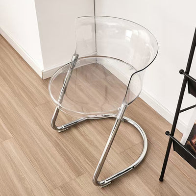 Modern Minimalist Curved PC Iron Dining Chair Backrest Armless For Dining Room