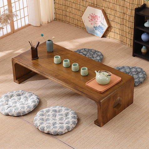 Traditional Chinese Rectangular Solid Wood Side Table 1-Tier For Living Room