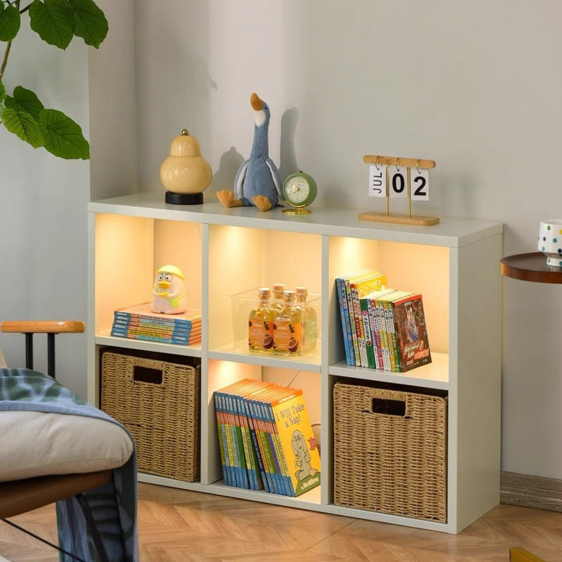 Contemporary Scandinavian Square Steel Modular Bookshelf 4/6-Cabinet For Living Room