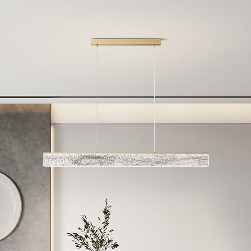 Modern Minimalist Rectangular Copper Resin LED Island Light Chandelier For Dining Room