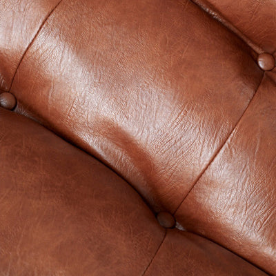 Modern Mid-Century Rectangular PU Leather Carbon Steel Rubberwood Solid Wood PP Cotton Recliner Backrest For Living Room