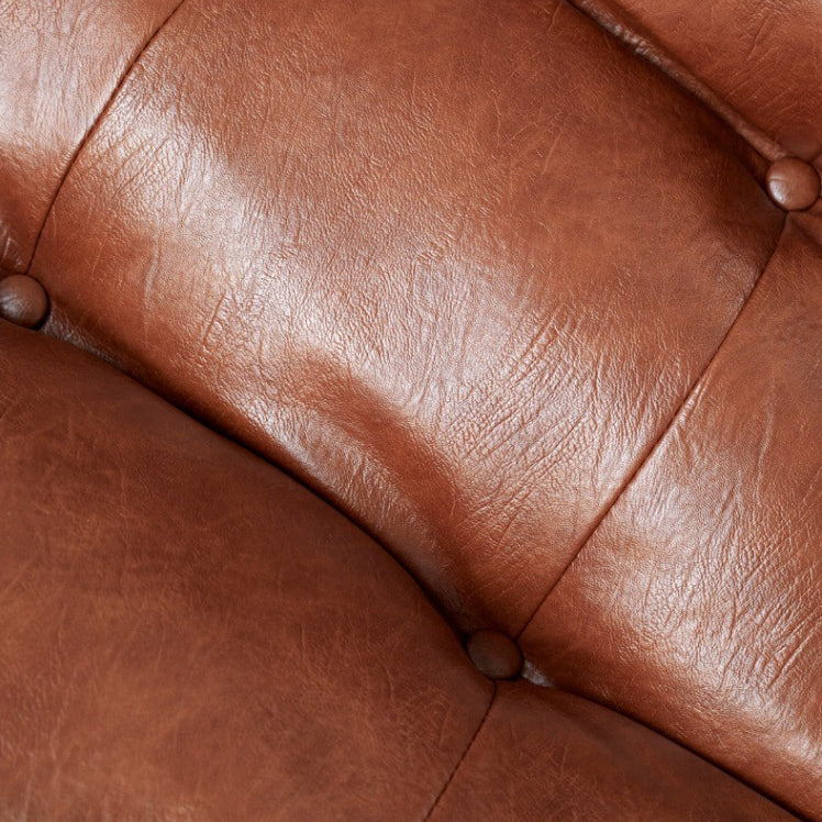 Modern Mid-Century Rectangular PU Leather Carbon Steel Rubberwood Solid Wood PP Cotton Recliner Backrest For Living Room
