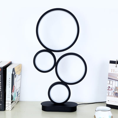 Modern Minimalist Multi Circle Aluminum Iron Silicone LED Table Lamp For Bedroom