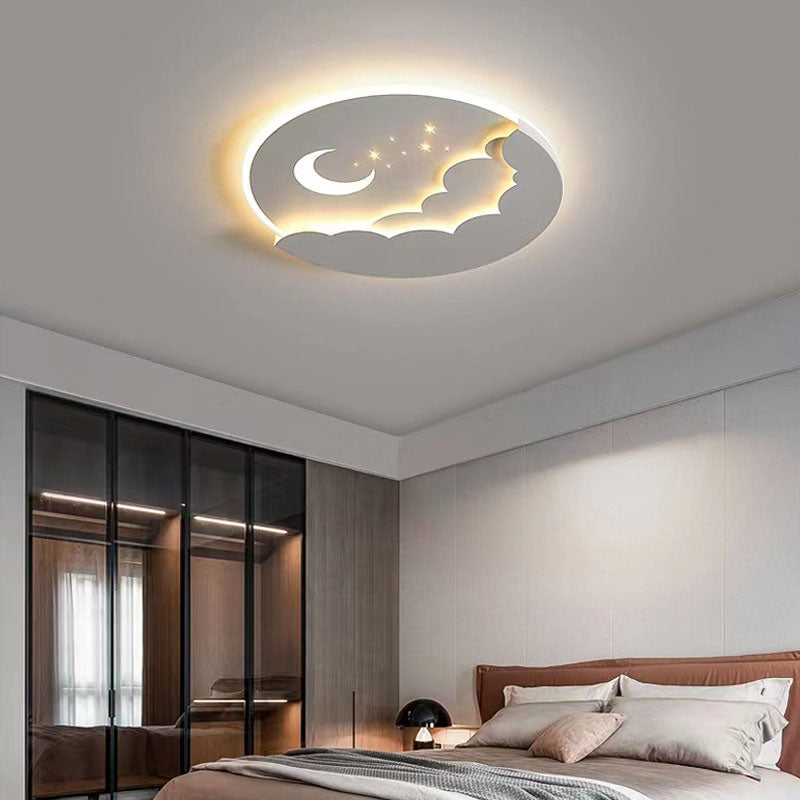 Moderne Einfachheit Runde Mond Eisen Aluminium Acryl LED Deckenleuchte für Schlafzimmer 