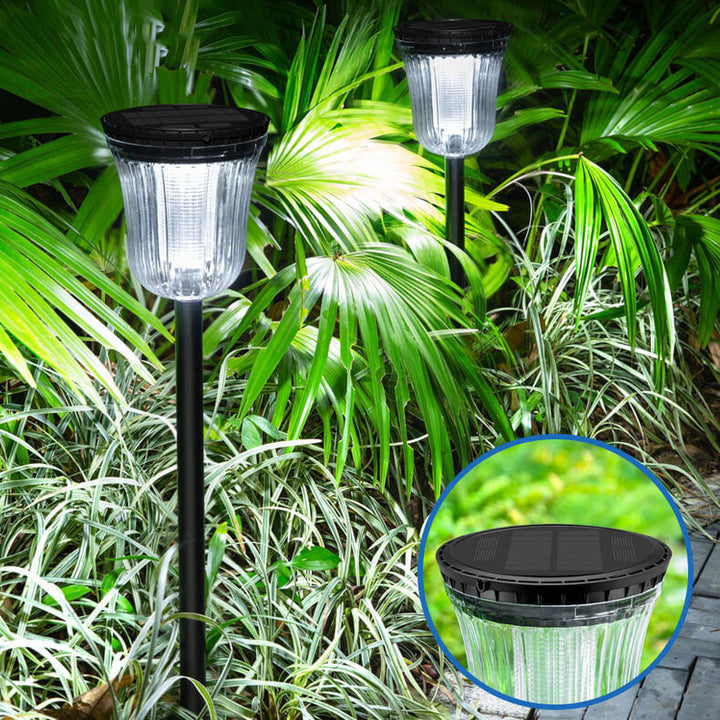 Lampe de pelouse LED moderne noire transparente solaire extérieure imperméable à insérer dans le sol du jardin 
