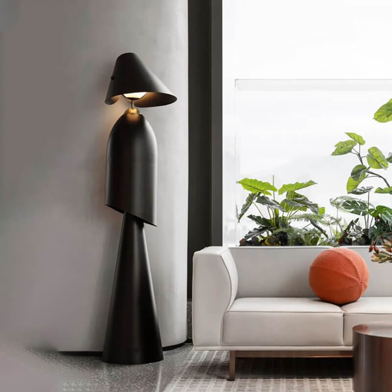 Lámpara de pie moderna minimalista de hierro en forma humana con 1 luz y pantalla de vidrio 