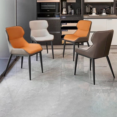 Dossier de chaise de salle à manger rembourré en cuir microfibre de luxe contemporain pour salle à manger 