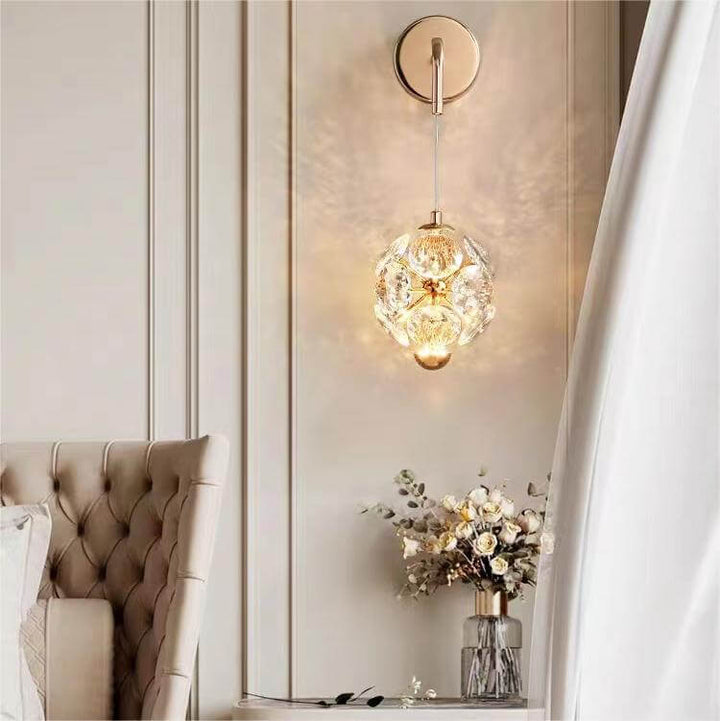 Lámpara de pared de cristal LED de hardware moderno de lujo para dormitorio 