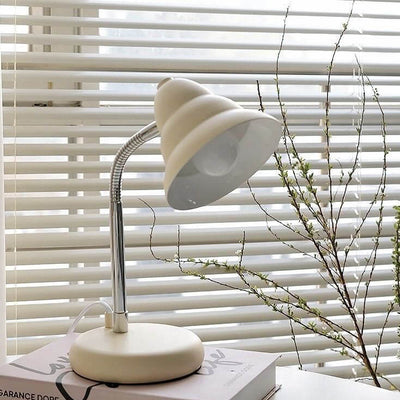 Nordic Vintage Cream Yellow Cone Iron Adjustable 1-Light Table Lamp