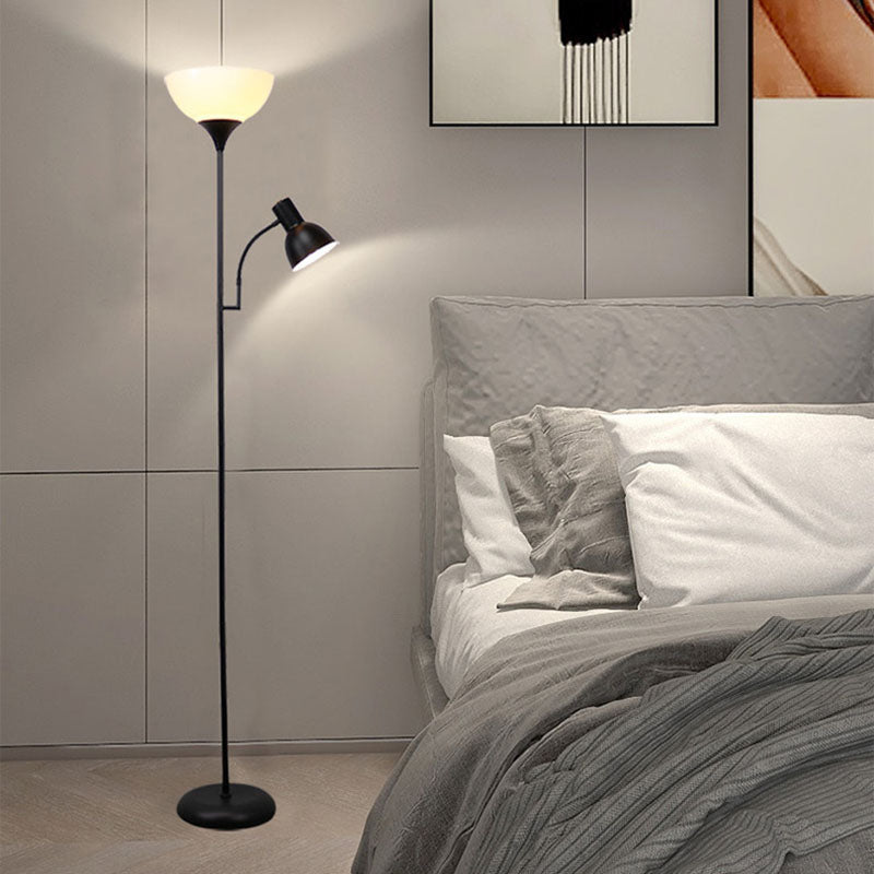 Lámpara de pie de hierro minimalista moderna de medio círculo con 2 luces para sala de estar 