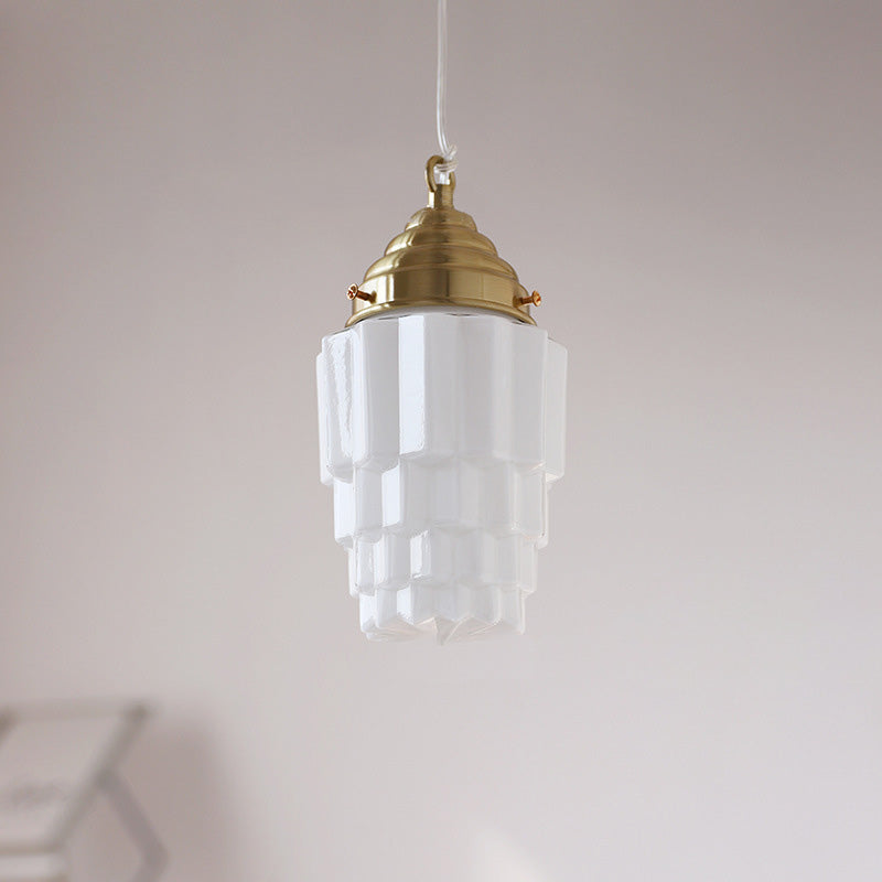 Modern Art Deco Irregular Cylinder Iron Glass 1-Light Pendant Light For Bedroom