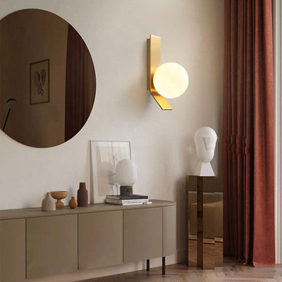 Simplicité Contemporaine Applique Murale en Fer avec Abat-jour en Verre en Forme de Boule 1/2-Lumière pour Salon 