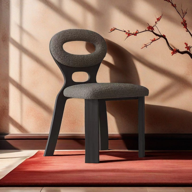 Traditional French Hollow Round Square Sherpa Fabric Wood Vanity Stool Backrest Armless For Bedroom