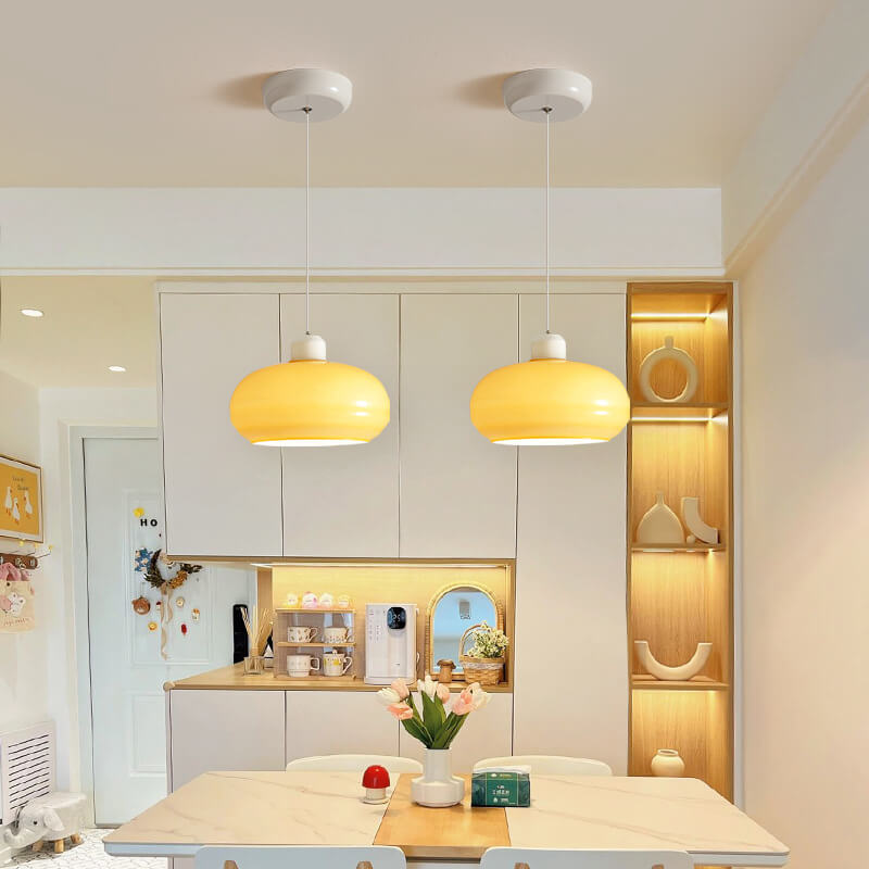 Modern Creative Persimmon Round Glass Shade 1-Light Pendant Light