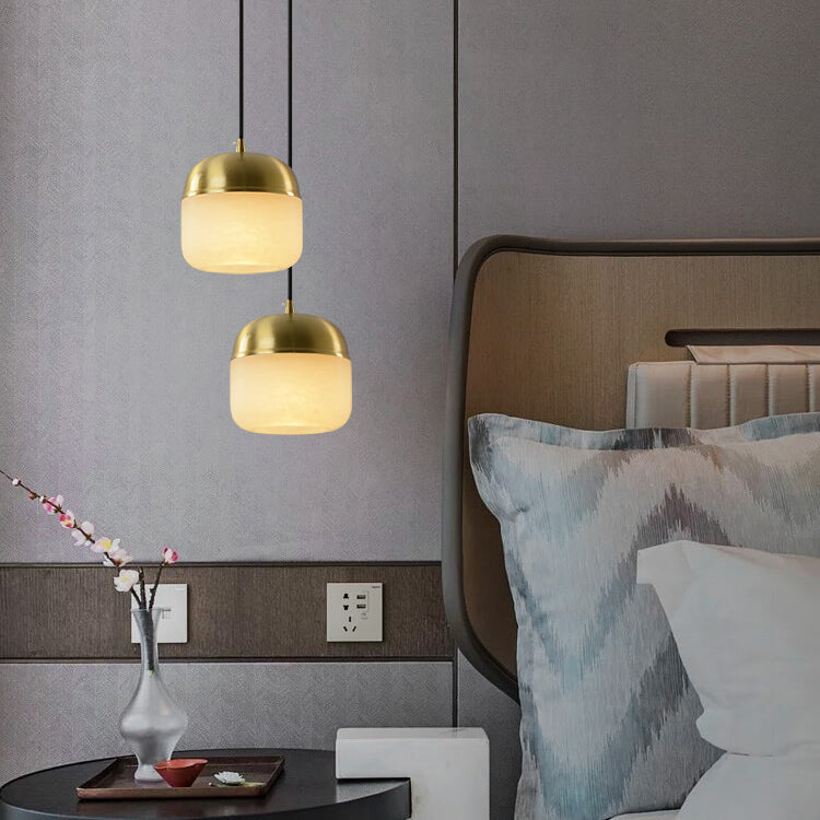 New Chinese Modern Round Lucite Copper 1/3 Light Chandelier