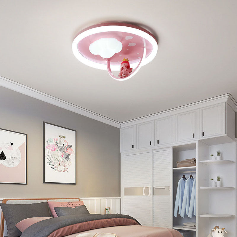 Contemporary Creative Resin Kids Cartoon LED Flush Mount Ceiling Light For Bedroom