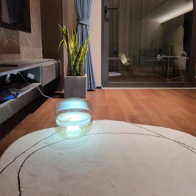 Nordic Light Luxury Clear Glass Round Marble Base LED Table Lamp