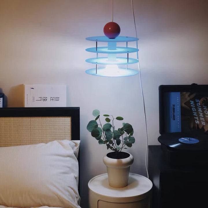 Zeitgenössische kreative mehrstufige runde 1-flammige Pendelleuchte aus Acryl für Schlafzimmer 