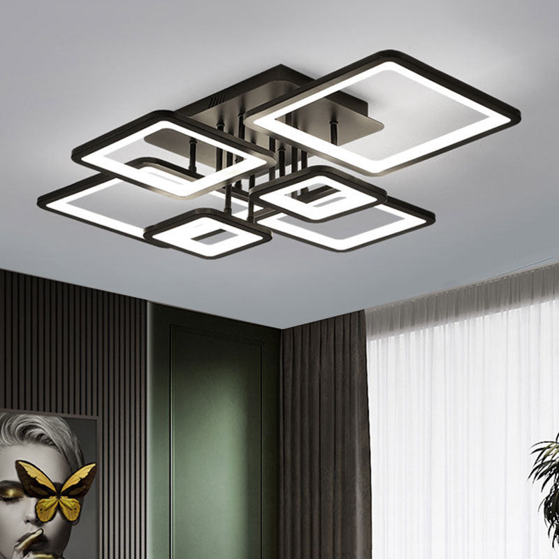 ضوء سقف LED أكريليك شبه مثبت بتصميم حديث ومزيج من المربعات البسيطة للأجهزة لغرفة المعيشة 