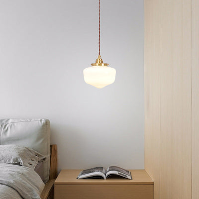 Lustre suspendu en laiton et verre nordique contemporain à 1 lumière pour salon 