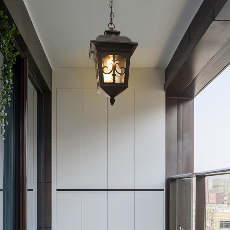 Outdoor Europäische Pfeilblume Laterne Aluminium Glas 1-Licht Wasserdichte Pendelleuchte 