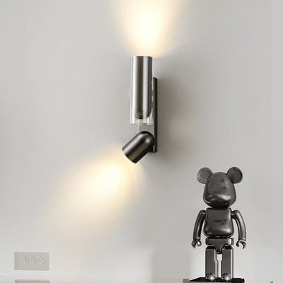 Moderne minimalistische Zylinder Rechteck drehbare Eisen Glas 2-Licht Wandleuchte Lampe für Wohnzimmer 