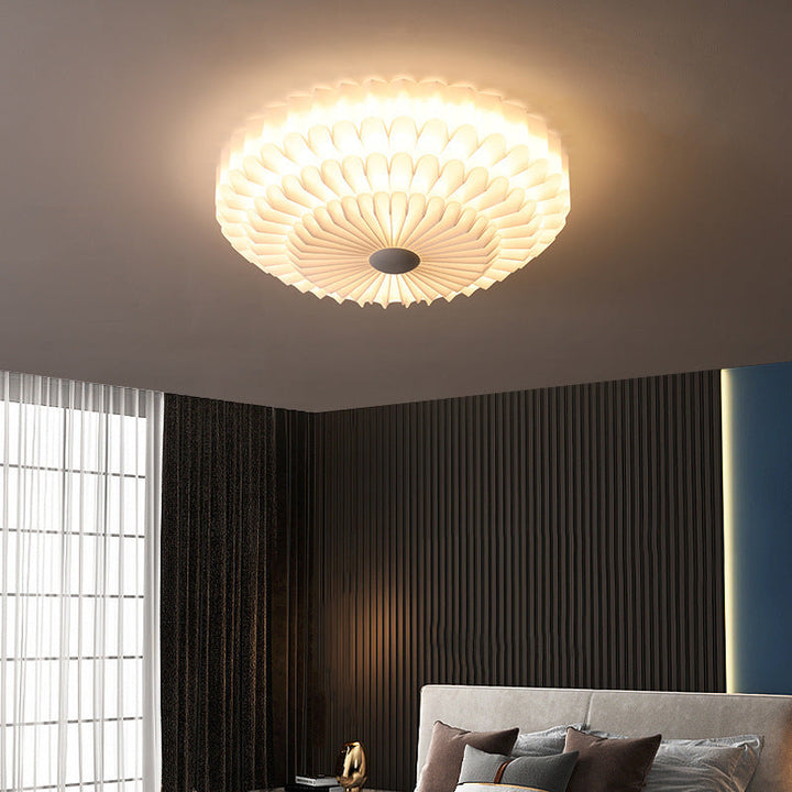 Luz de techo LED empotrada de acrílico y hierro con pétalo redondo nórdico contemporáneo para dormitorio 