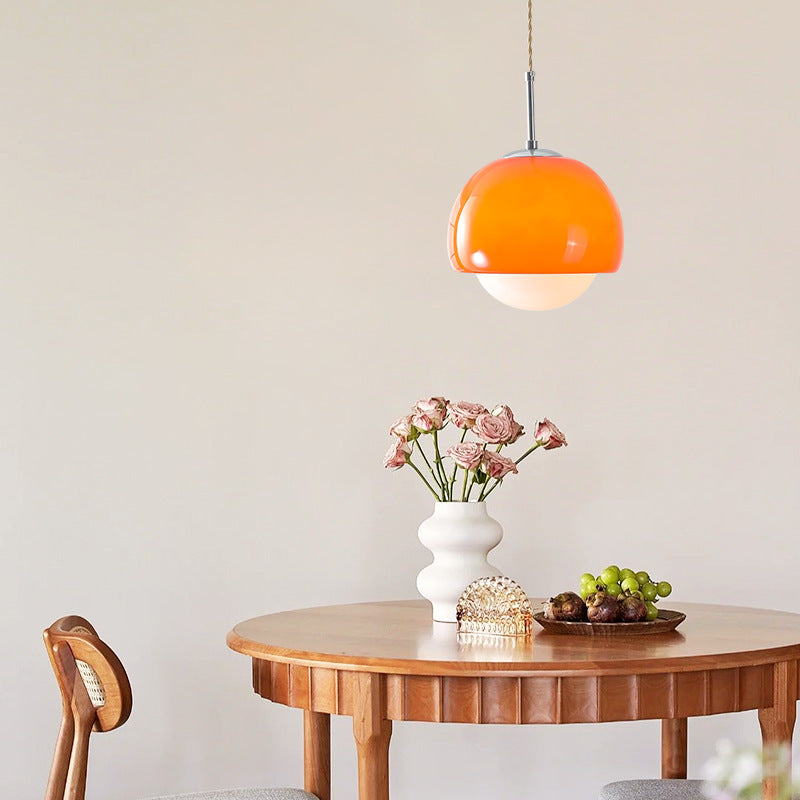 Moderne minimalistische runde Kugel Glas Eisen 1-Licht Pendelleuchte für Wohnzimmer 