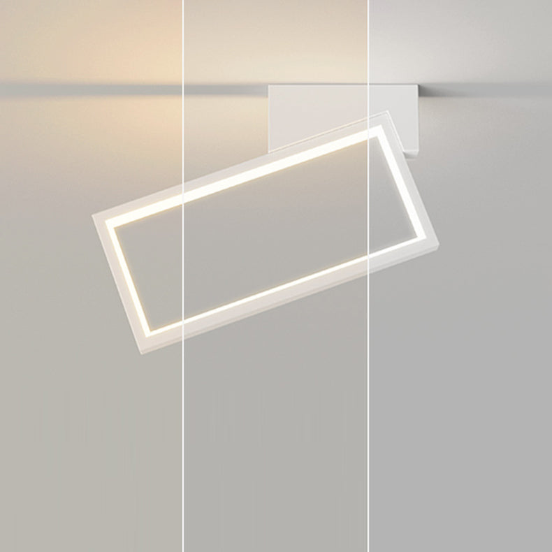 Modern Simplicity Iron Aluminum PVC Rectangle Square Teardrop LED Semi-Flush Mount Ceiling Light For Living Room