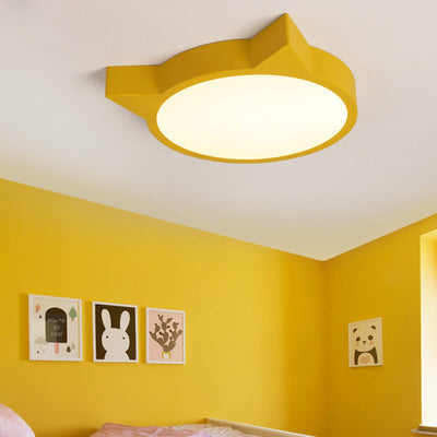 Nordic Macaron Cat Design LED Kids Flush Mount Ceiling Light