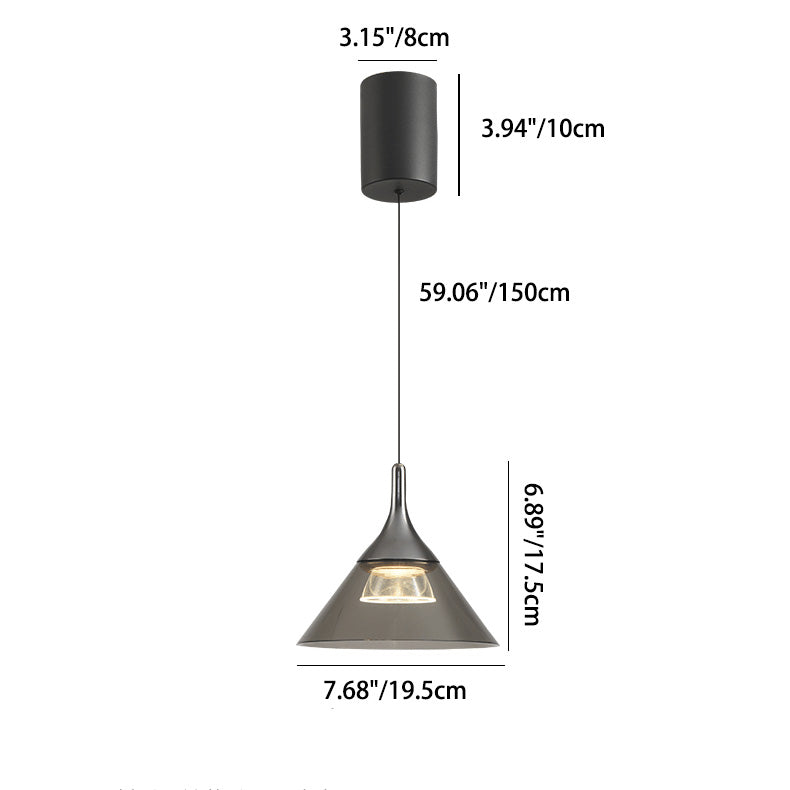 Zeitgenössische nordische konische LED-Pendelleuchte aus Eisen-Aluminium für Schlafzimmer 