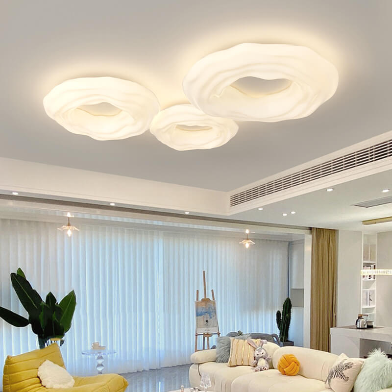Contemporary Nordic Iron Cookies LED Flush Mount Ceiling Light For Bedroom