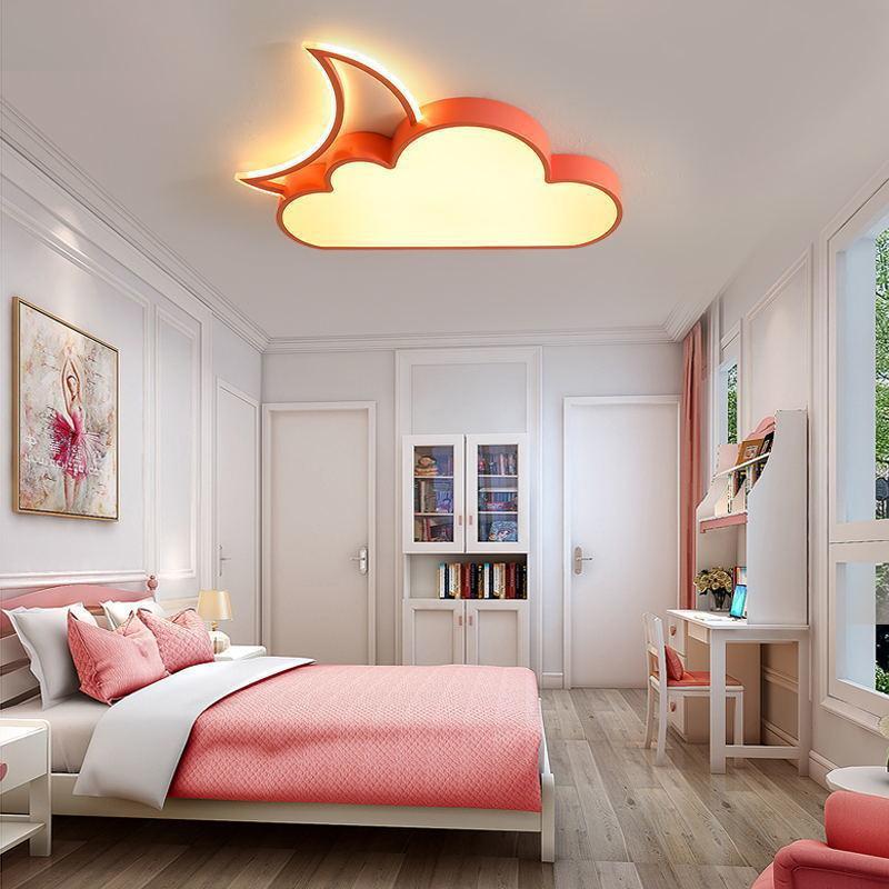 Plafonnier LED en nuage et lune en acrylique fer pour chambre d&