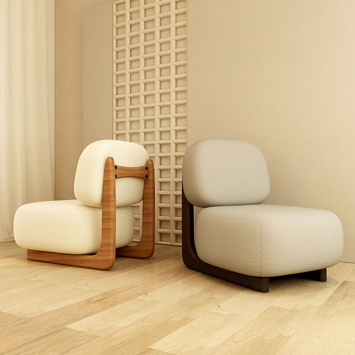 Contemporary Nordic Square Rectangular Fabric Pine Accent Chair Backrest For Living Room