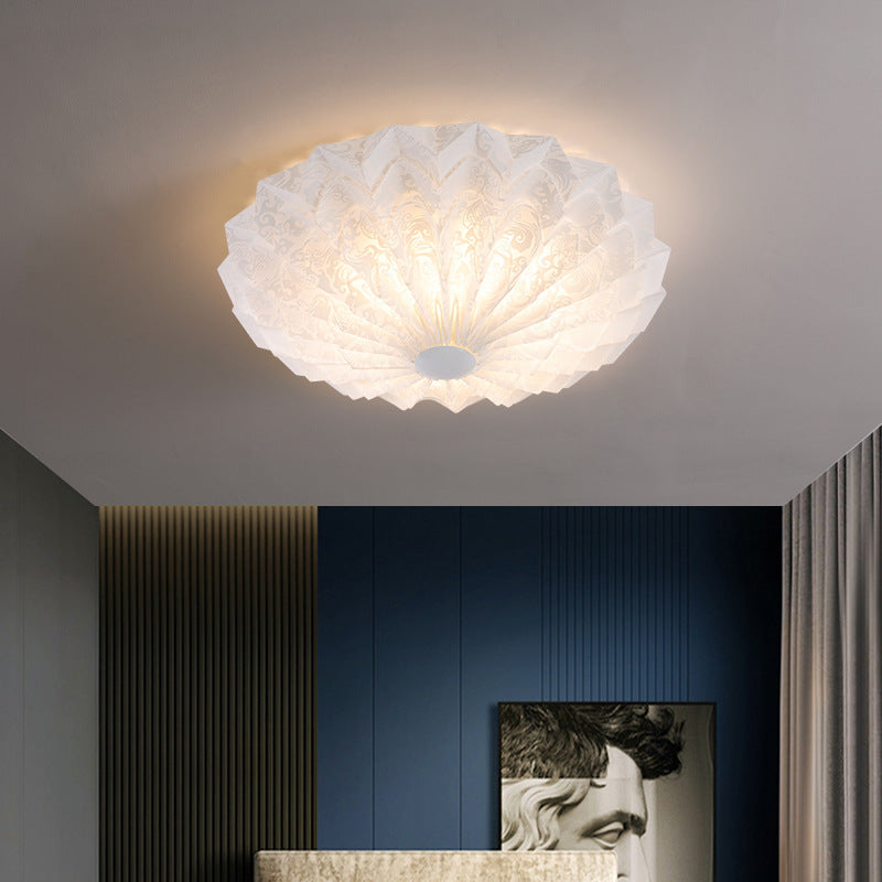 Plafonnier LED rond imprimé en acrylique fer nordique contemporain pour chambre à coucher 