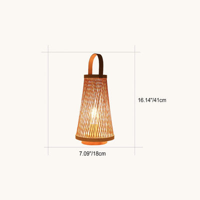 Lámpara de Mesa Minimalista de Tejido de Bambú Ovalado con 1 Luz 