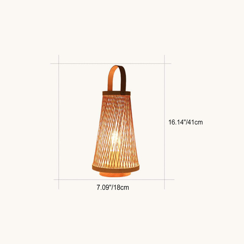 Lámpara de Mesa Minimalista de Tejido de Bambú Ovalado con 1 Luz 